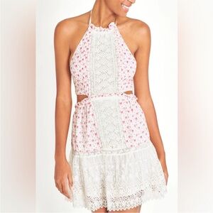 Floral Halter Dress with Lace Details